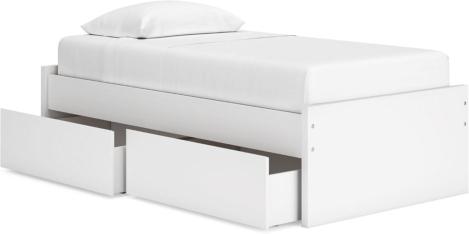 imageSignature Design by Ashley Onita Minimalist 4Drawer Full Platform Bed with 2 Side Storage Foundation or Box Spring Not Needed WhiteWhite