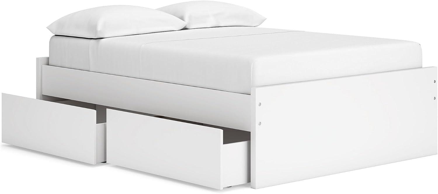 imageSignature Design by Ashley Onita Minimalist 4Drawer Full Platform Bed with 2 Side Storage Foundation or Box Spring Not Needed WhiteWhite