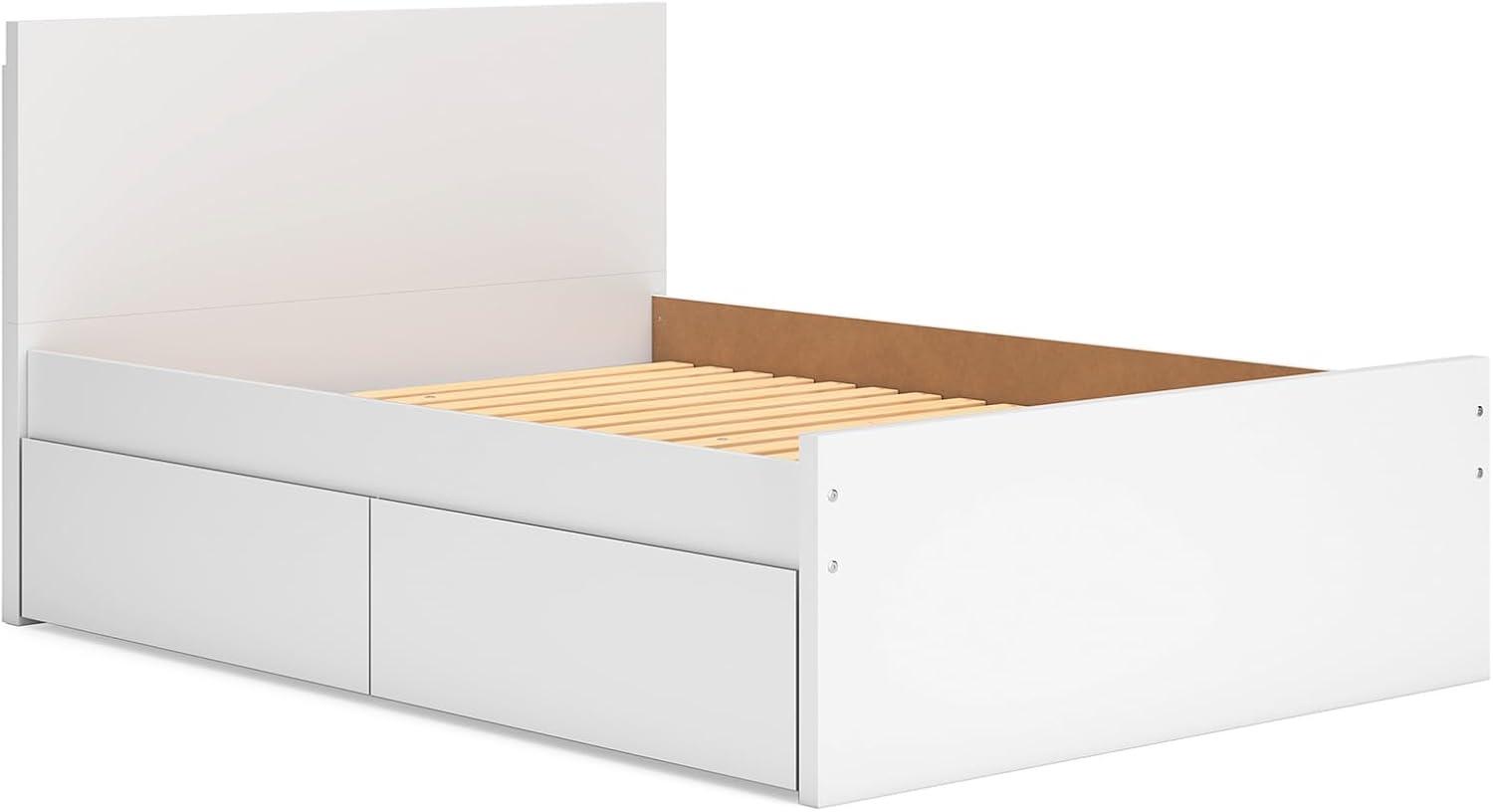 imageSignature Design by Ashley Onita Minimalist 4Drawer Full Platform Bed with 2 Side Storage Foundation or Box Spring Not Needed WhiteWhite