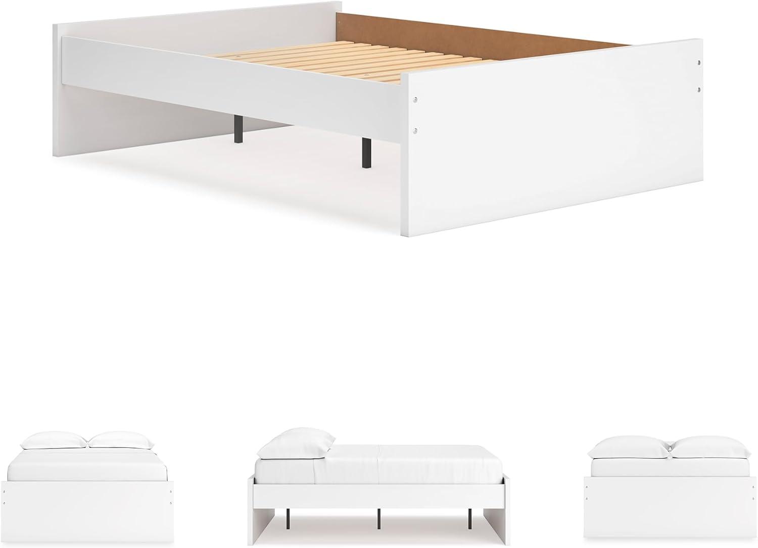 imageSignature Design by Ashley Onita Minimalist 4Drawer Full Platform Bed with 2 Side Storage Foundation or Box Spring Not Needed WhiteWhite