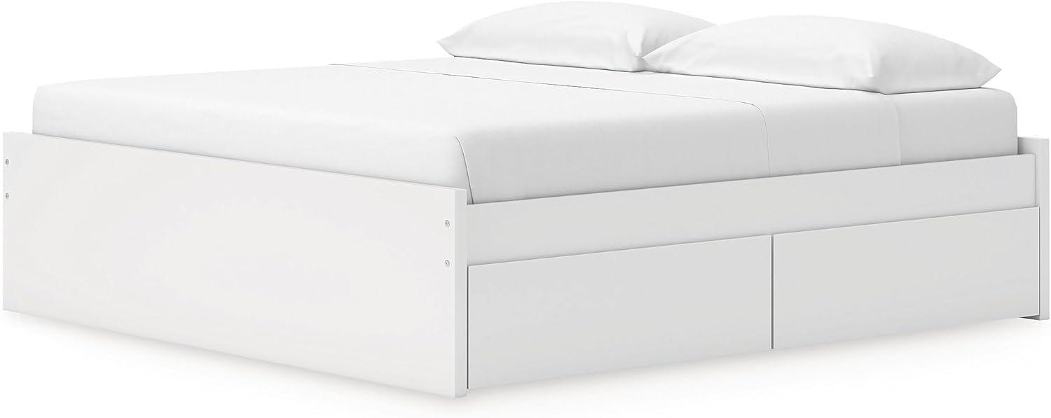imageSignature Design by Ashley Onita Minimalist 4Drawer Full Platform Bed with 2 Side Storage Foundation or Box Spring Not Needed WhiteWhite