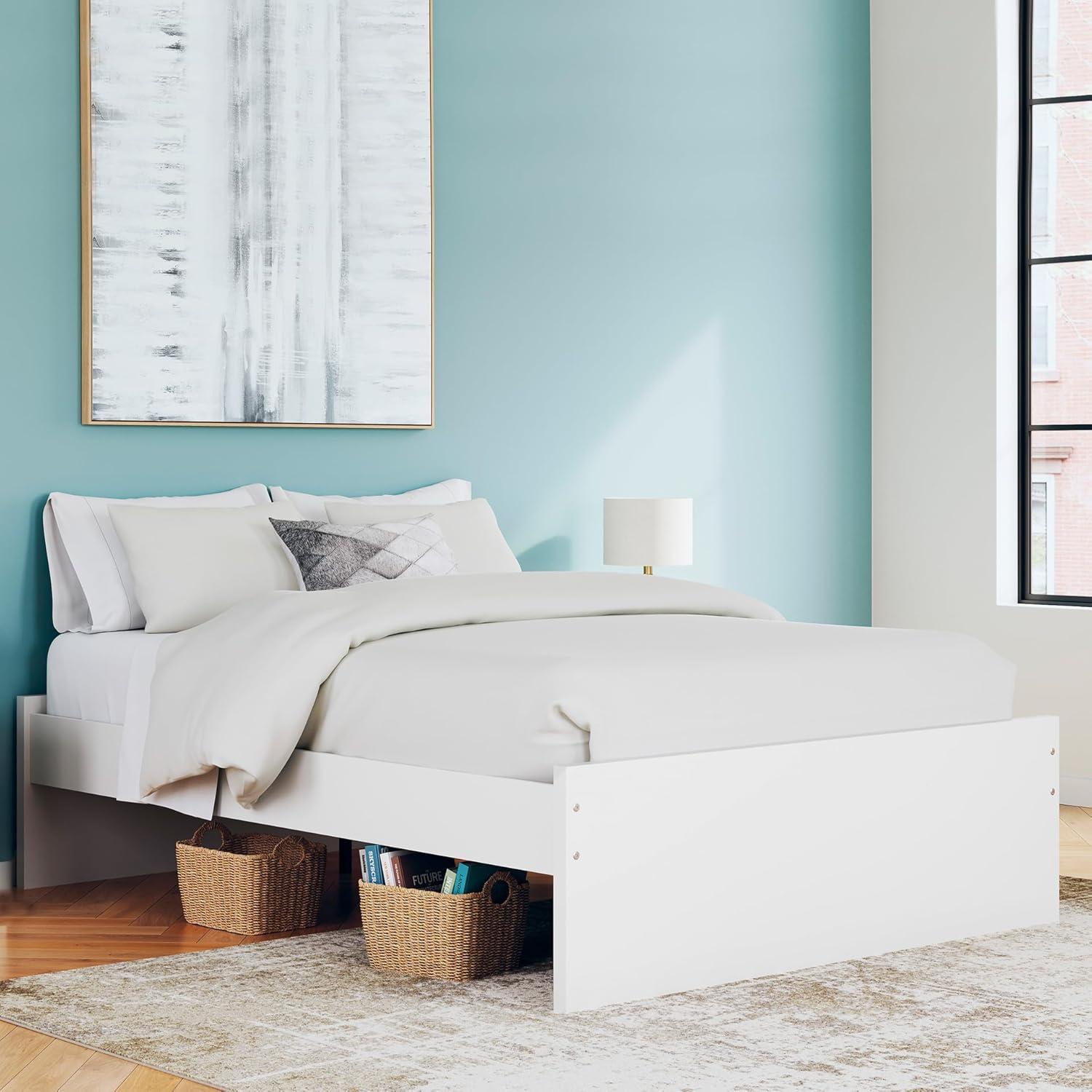 imageSignature Design by Ashley Onita Minimalist 4Drawer Full Platform Bed with 2 Side Storage Foundation or Box Spring Not Needed WhiteWhite