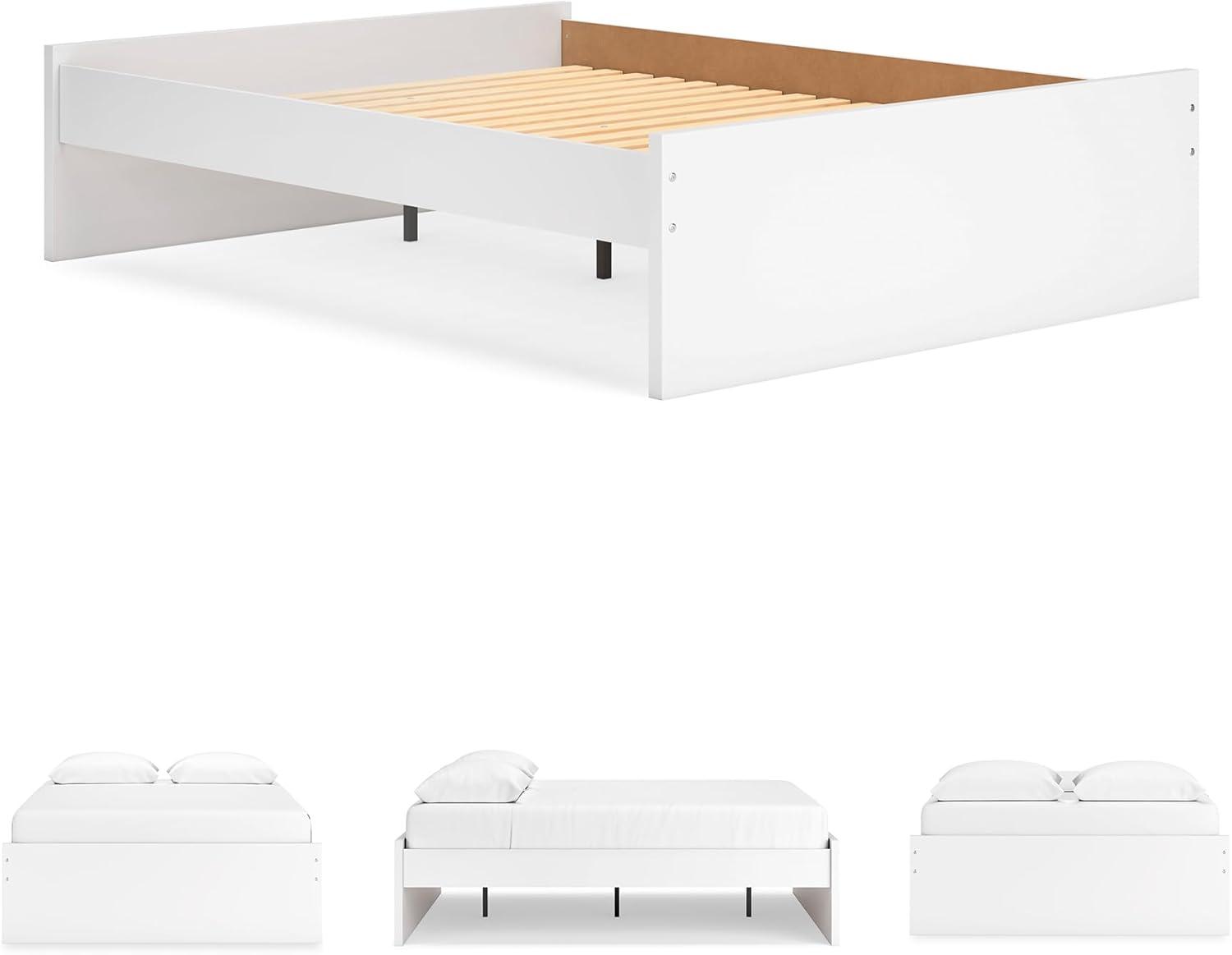 imageSignature Design by Ashley Onita Minimalist 4Drawer Full Platform Bed with 2 Side Storage Foundation or Box Spring Not Needed WhiteWhite