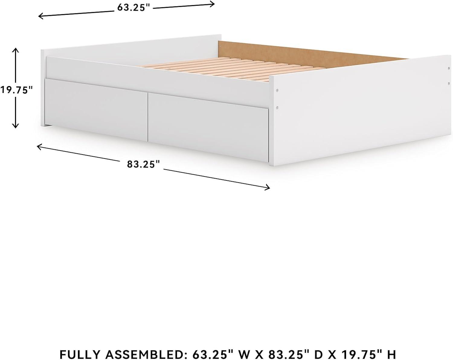 imageSignature Design by Ashley Onita Minimalist 4Drawer Full Platform Bed with 2 Side Storage Foundation or Box Spring Not Needed WhiteWhite