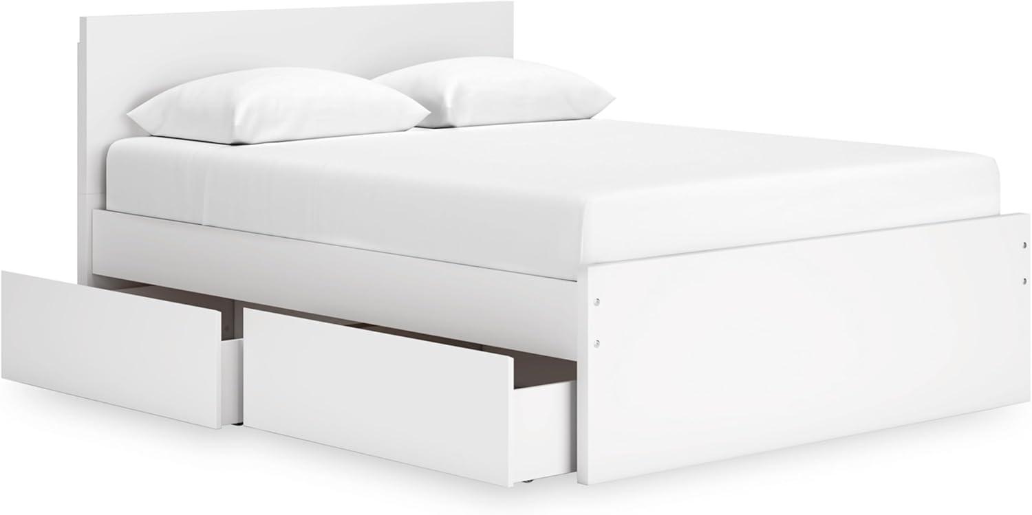 imageSignature Design by Ashley Onita Minimalist 4Drawer Full Platform Bed with 2 Side Storage Foundation or Box Spring Not Needed WhiteWhite