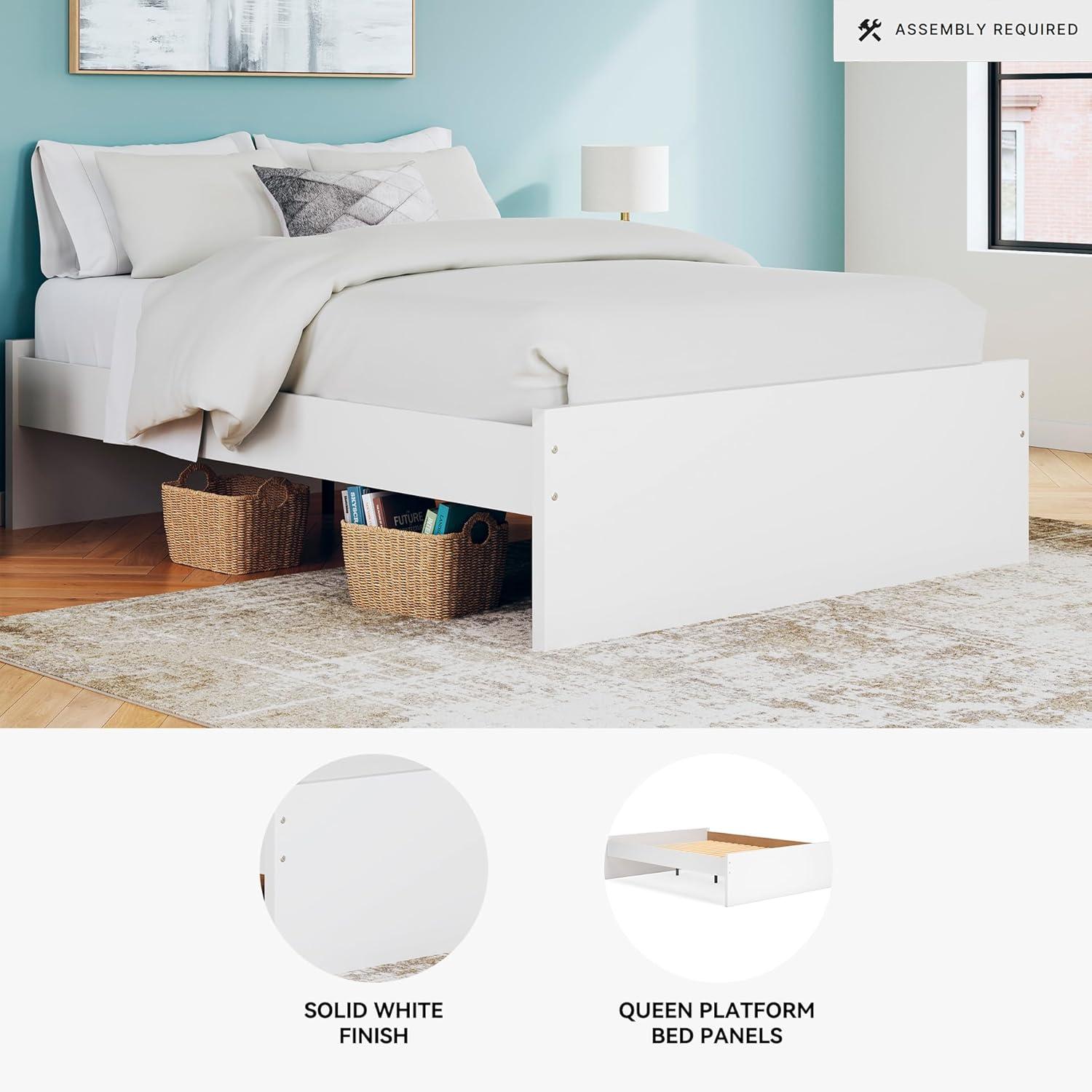 imageSignature Design by Ashley Onita Minimalist 4Drawer Full Platform Bed with 2 Side Storage Foundation or Box Spring Not Needed WhiteWhite
