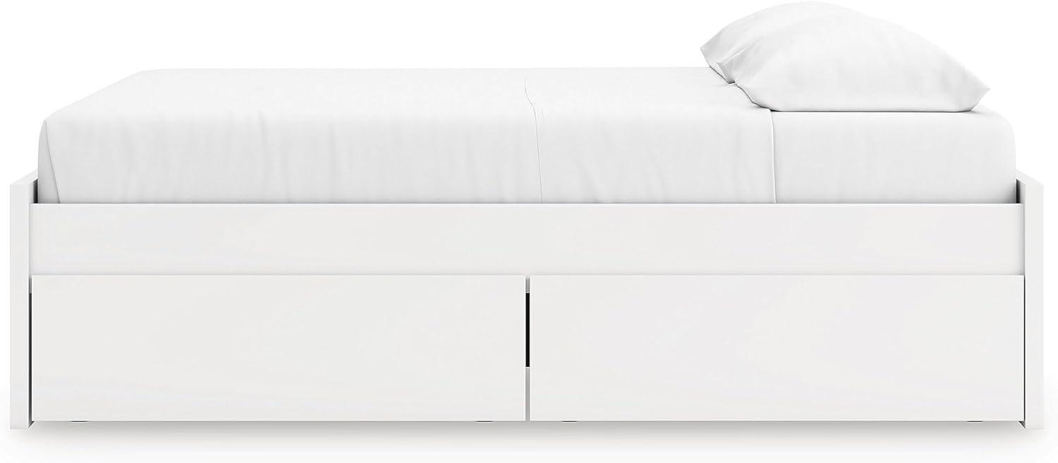 imageSignature Design by Ashley Onita Minimalist 4Drawer Full Platform Bed with 2 Side Storage Foundation or Box Spring Not Needed WhiteWhite
