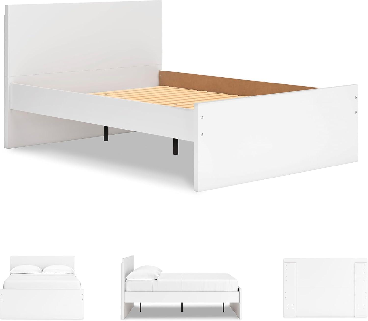 imageSignature Design by Ashley Onita Minimalist 4Drawer Full Platform Bed with 2 Side Storage Foundation or Box Spring Not Needed WhiteWhite
