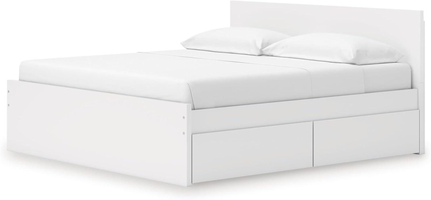imageSignature Design by Ashley Onita Minimalist 4Drawer Full Platform Bed with 2 Side Storage Foundation or Box Spring Not Needed WhiteWhite