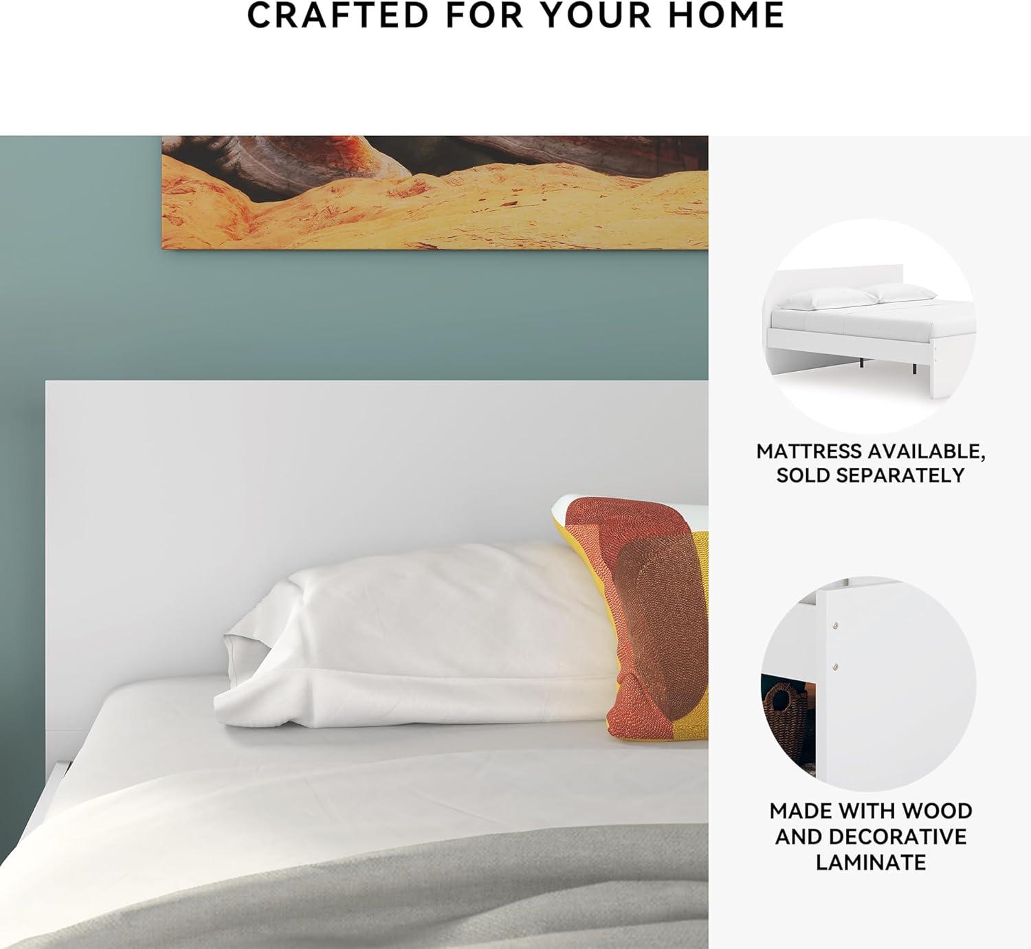 imageSignature Design by Ashley Onita Minimalist 4Drawer Full Platform Bed with 2 Side Storage Foundation or Box Spring Not Needed WhiteWhite