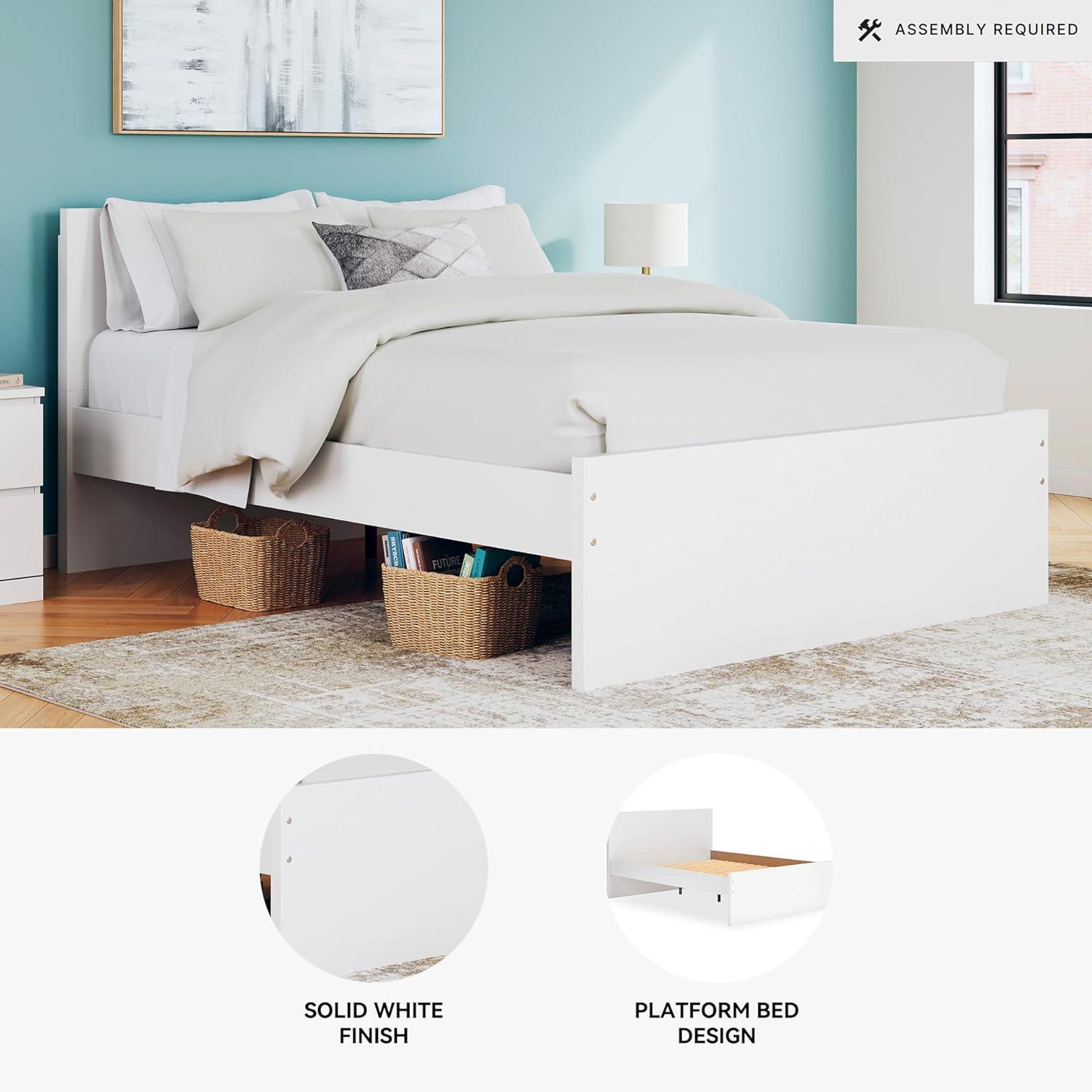 imageSignature Design by Ashley Onita Minimalist 4Drawer Full Platform Bed with 2 Side Storage Foundation or Box Spring Not Needed WhiteWhite