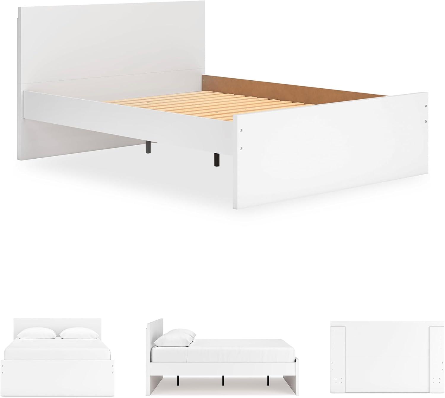 imageSignature Design by Ashley Onita Minimalist 4Drawer Full Platform Bed with 2 Side Storage Foundation or Box Spring Not Needed WhiteWhite