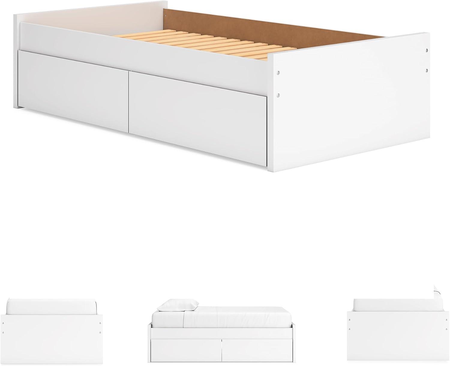 imageSignature Design by Ashley Onita Minimalist 4Drawer Full Platform Bed with 2 Side Storage Foundation or Box Spring Not Needed WhiteWhite
