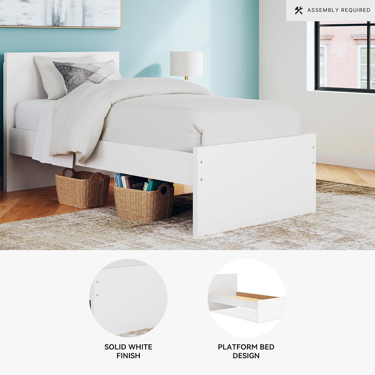 imageSignature Design by Ashley Onita Minimalist 4Drawer Full Platform Bed with 2 Side Storage Foundation or Box Spring Not Needed WhiteWhite