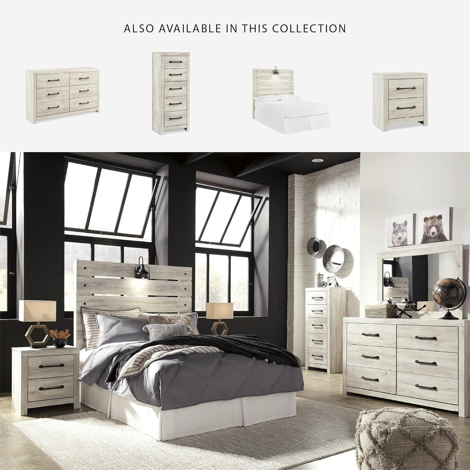 imageSignature Design by Ashley Parlayon Modern 6Drawer Dresser and Mirror with AntiTipping Restraint BlackWhitewash