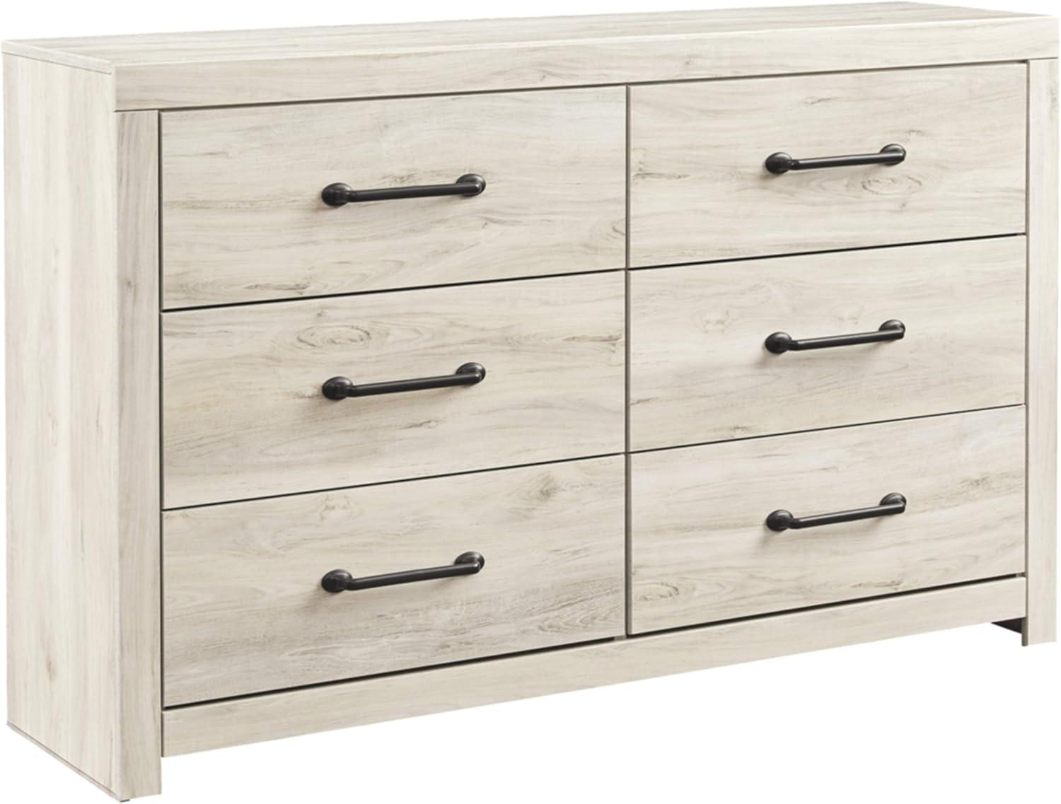 imageSignature Design by Ashley Parlayon Modern 6Drawer Dresser and Mirror with AntiTipping Restraint BlackWhitewash