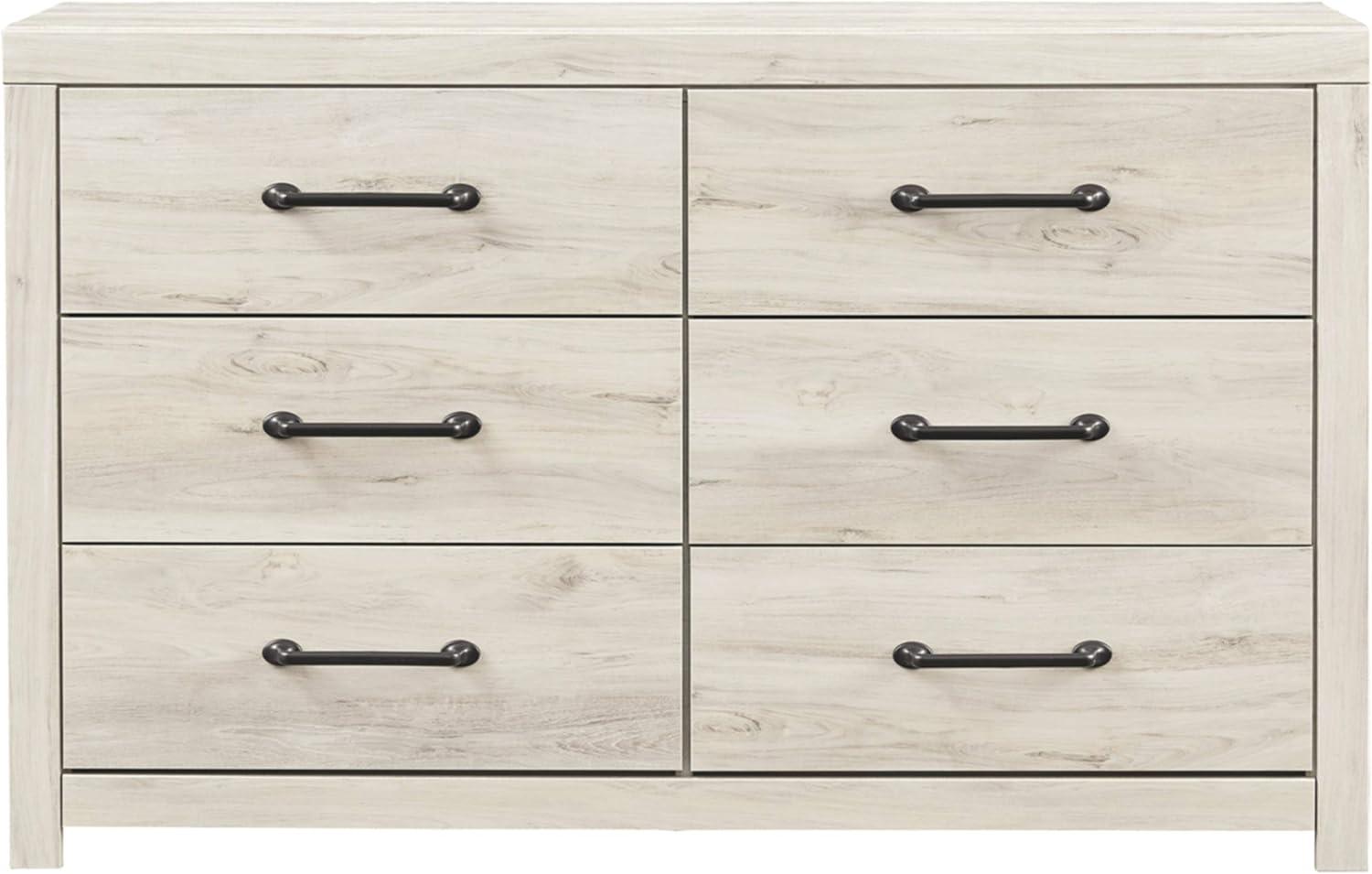 imageSignature Design by Ashley Parlayon Modern 6Drawer Dresser and Mirror with AntiTipping Restraint BlackWhitewash