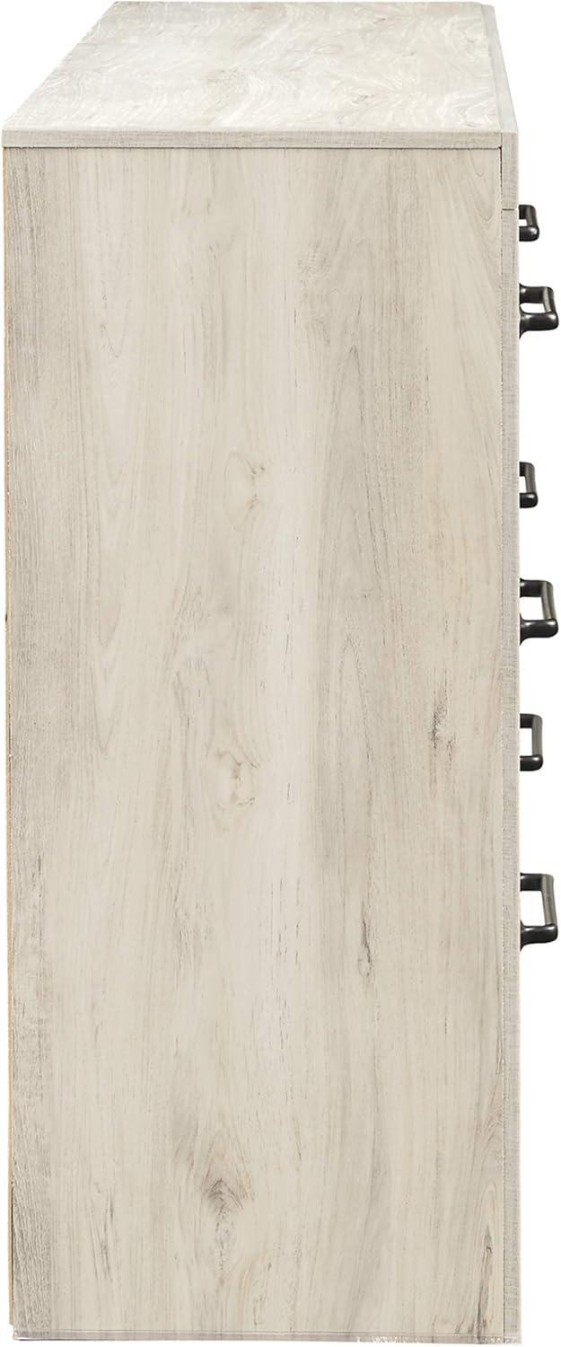 imageSignature Design by Ashley Parlayon Modern 6Drawer Dresser and Mirror with AntiTipping Restraint BlackWhitewash