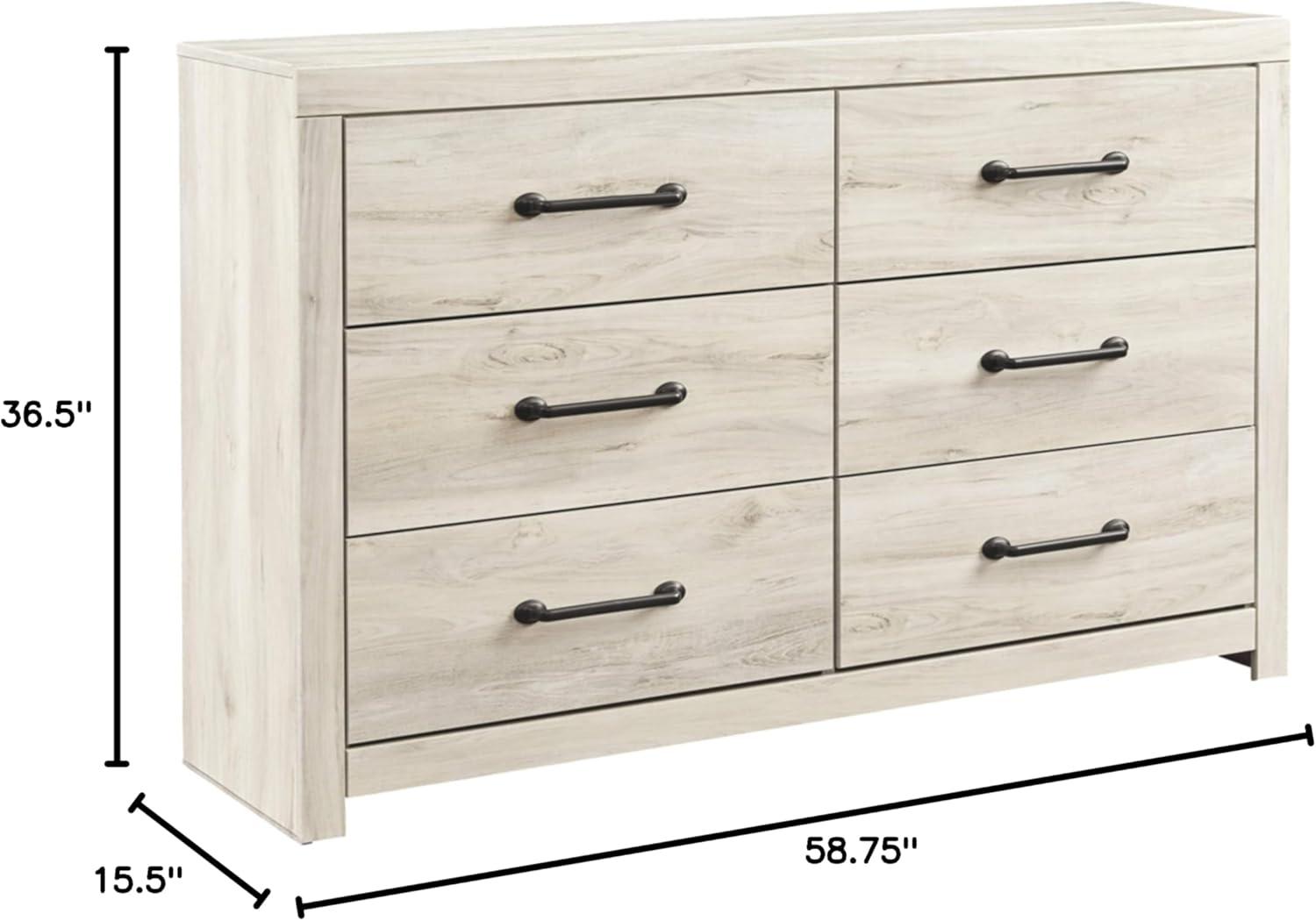 imageSignature Design by Ashley Parlayon Modern 6Drawer Dresser and Mirror with AntiTipping Restraint BlackWhitewash