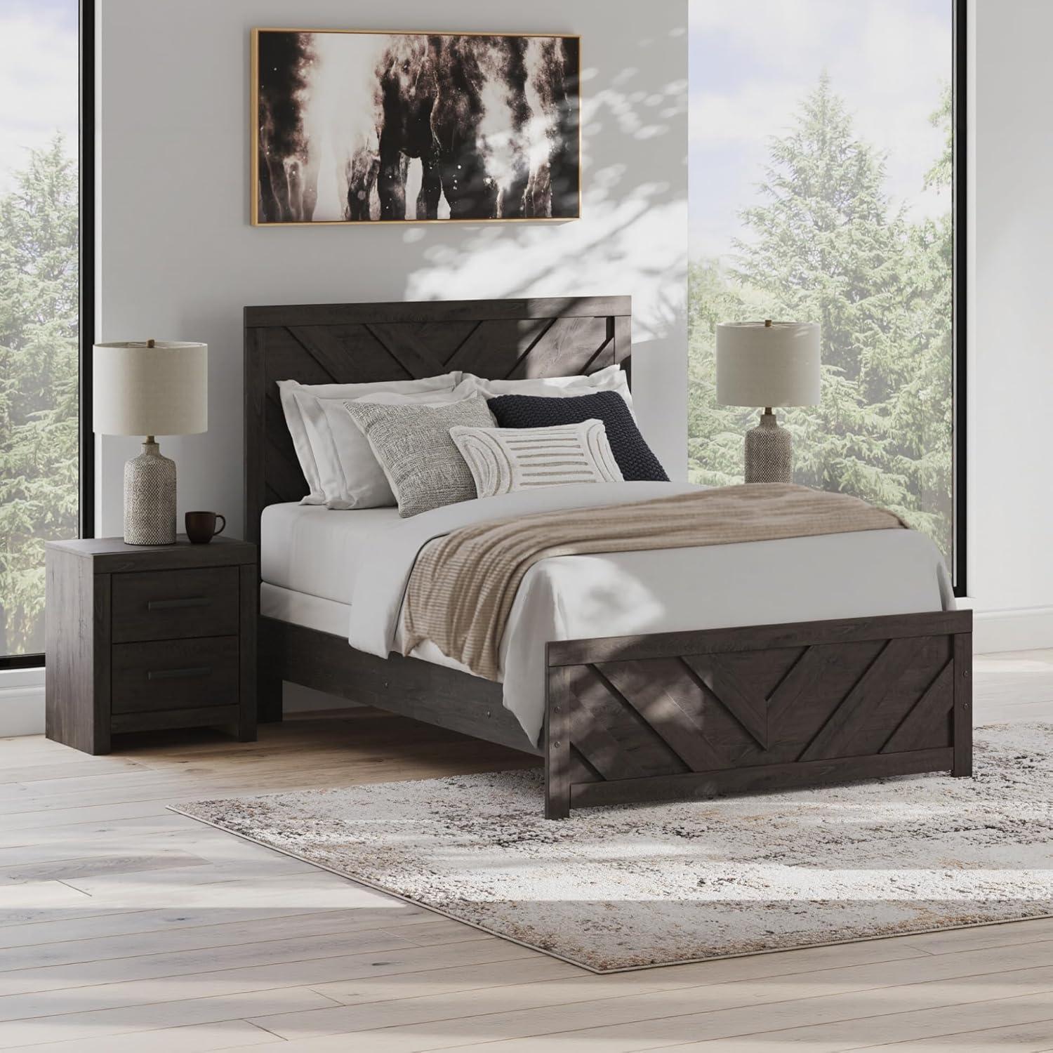 imageSignature Design by Ashley Prendonea Farmhouse Full Panel Bed Foundation or Box Spring Needed GrayFull