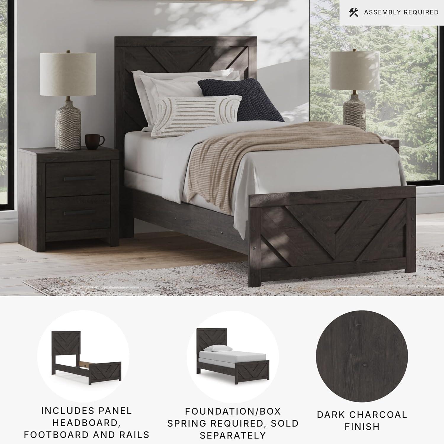 imageSignature Design by Ashley Prendonea Farmhouse Full Panel Bed Foundation or Box Spring Needed GrayTwin