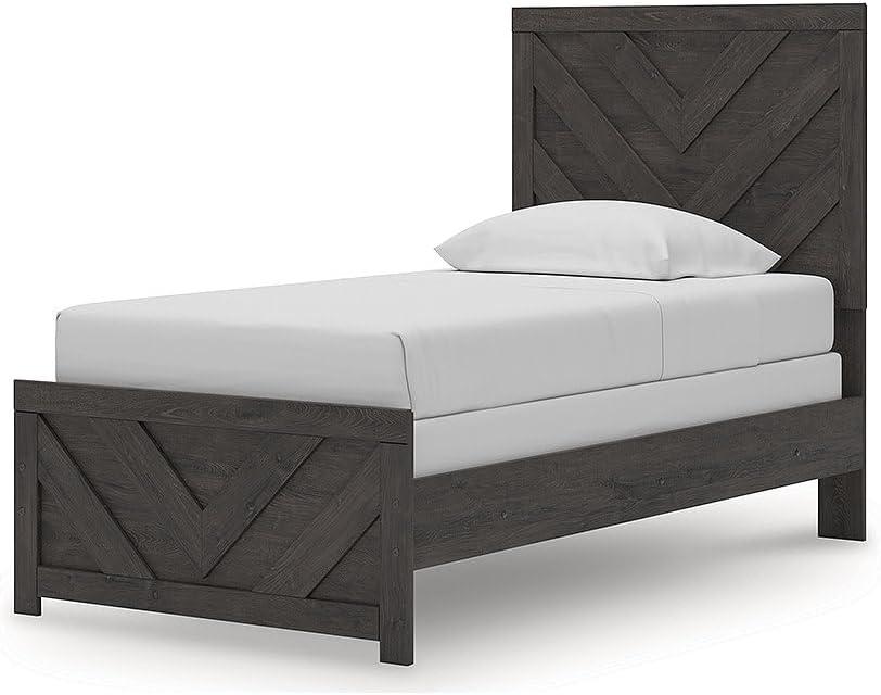 imageSignature Design by Ashley Prendonea Farmhouse Full Panel Bed Foundation or Box Spring Needed GrayTwin