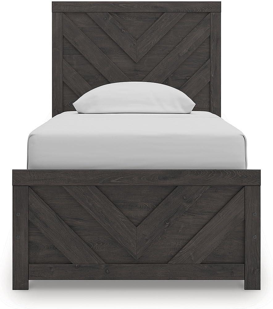 imageSignature Design by Ashley Prendonea Farmhouse Full Panel Bed Foundation or Box Spring Needed GrayTwin