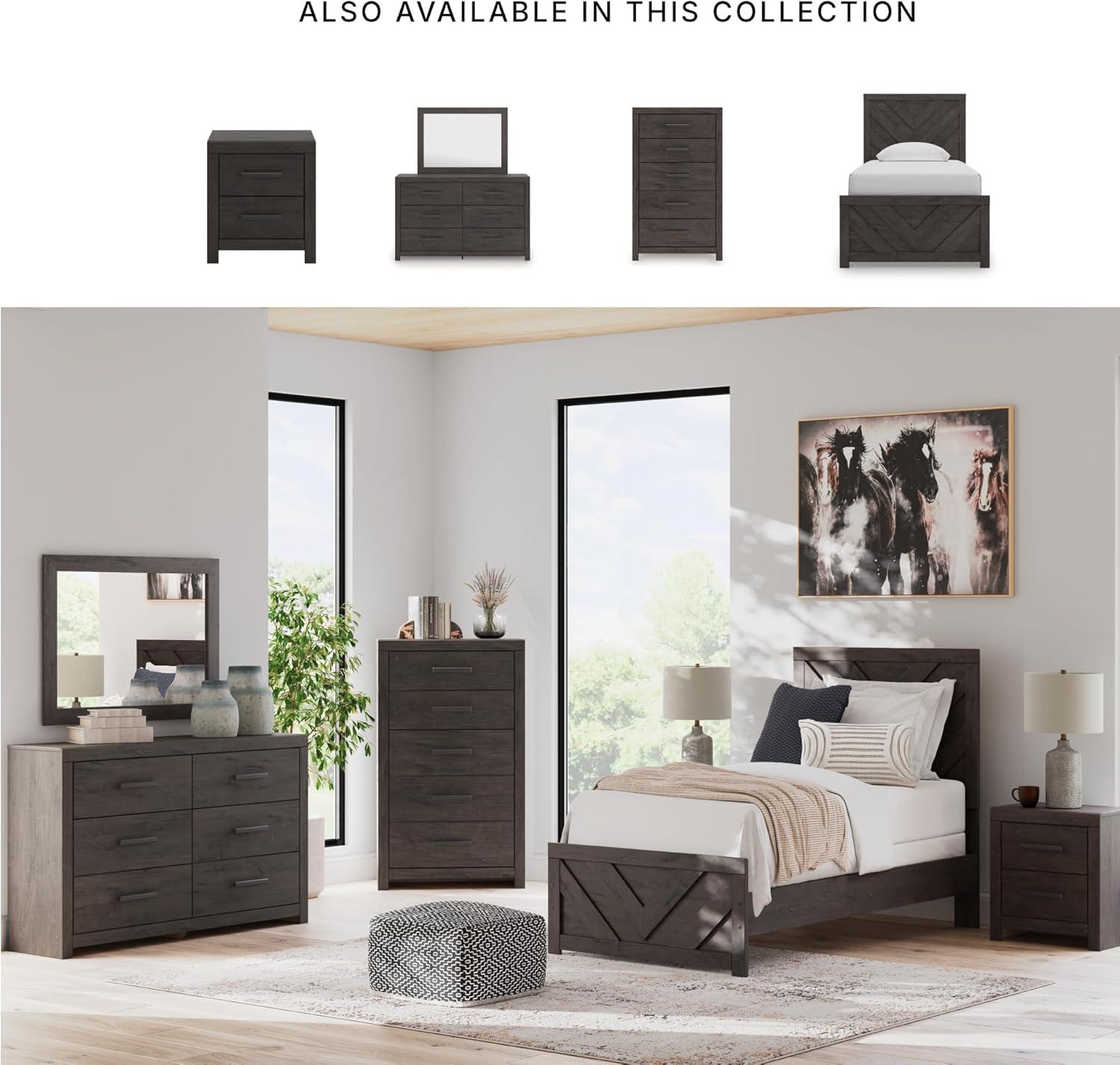 imageSignature Design by Ashley Prendonea Farmhouse Full Panel Bed Foundation or Box Spring Needed GrayTwin