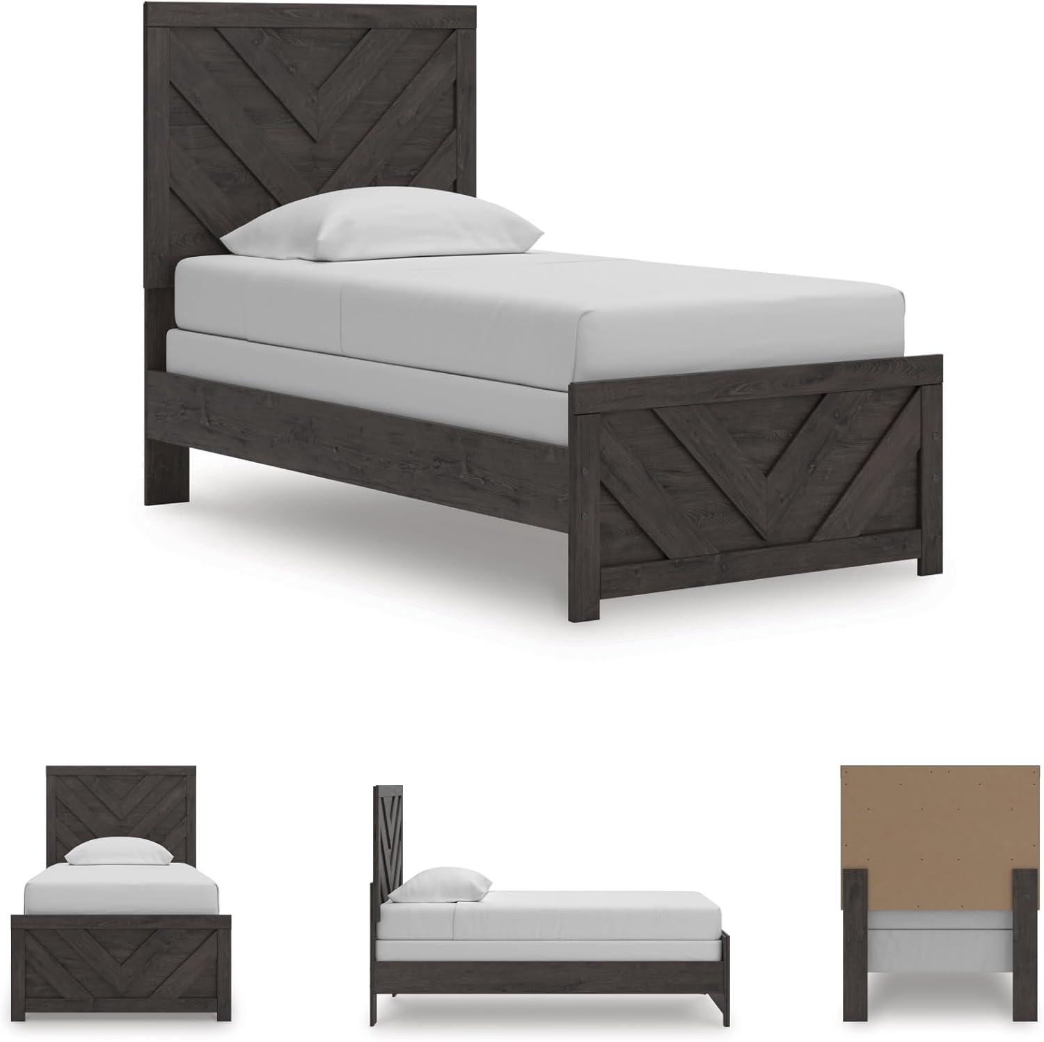 imageSignature Design by Ashley Prendonea Farmhouse Full Panel Bed Foundation or Box Spring Needed GrayTwin