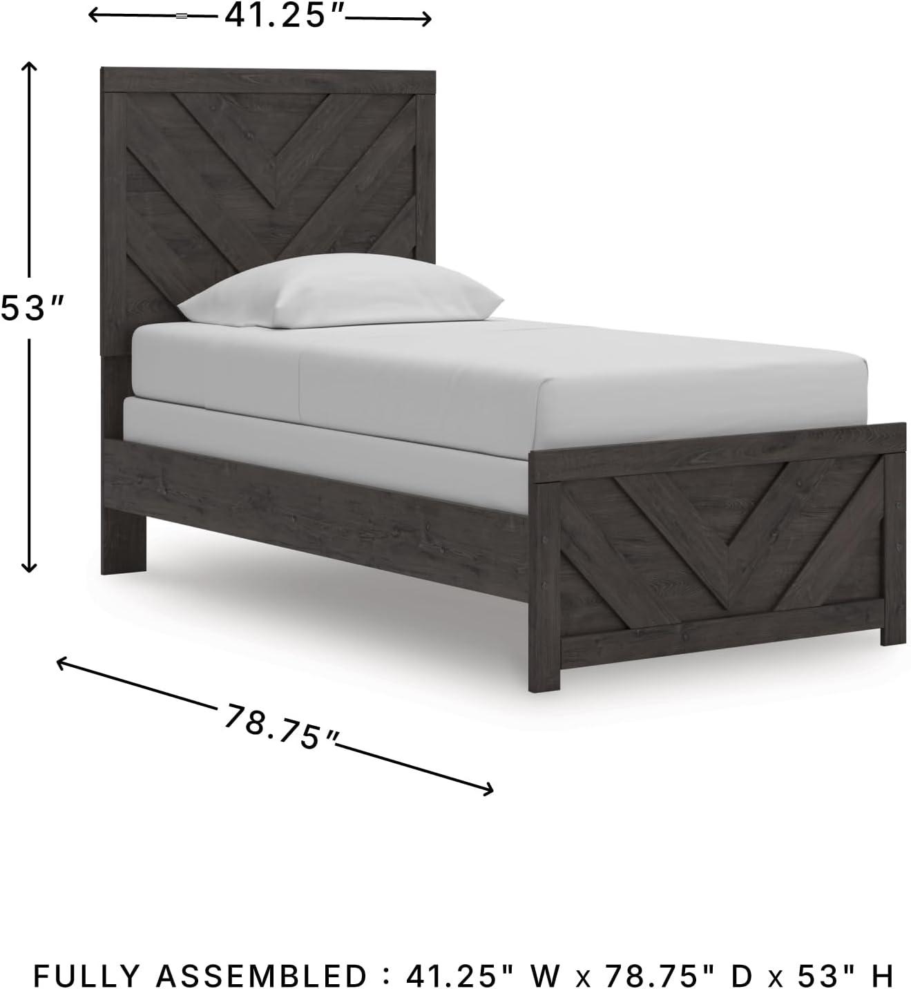 imageSignature Design by Ashley Prendonea Farmhouse Full Panel Bed Foundation or Box Spring Needed GrayTwin