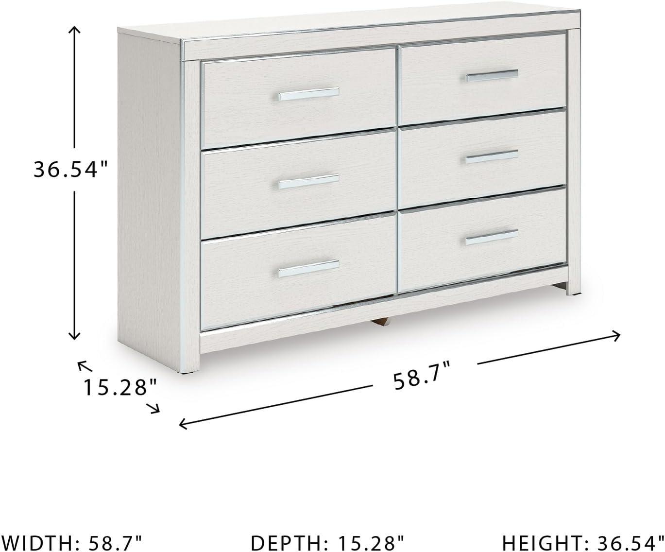 imageSignature Design by Ashley Ravalori Contemporary 6Drawer Dresser with Wood Finish BlackWhite