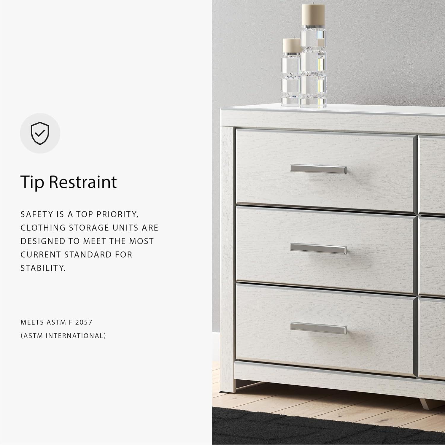 imageSignature Design by Ashley Ravalori Contemporary 6Drawer Dresser with Wood Finish BlackWhite