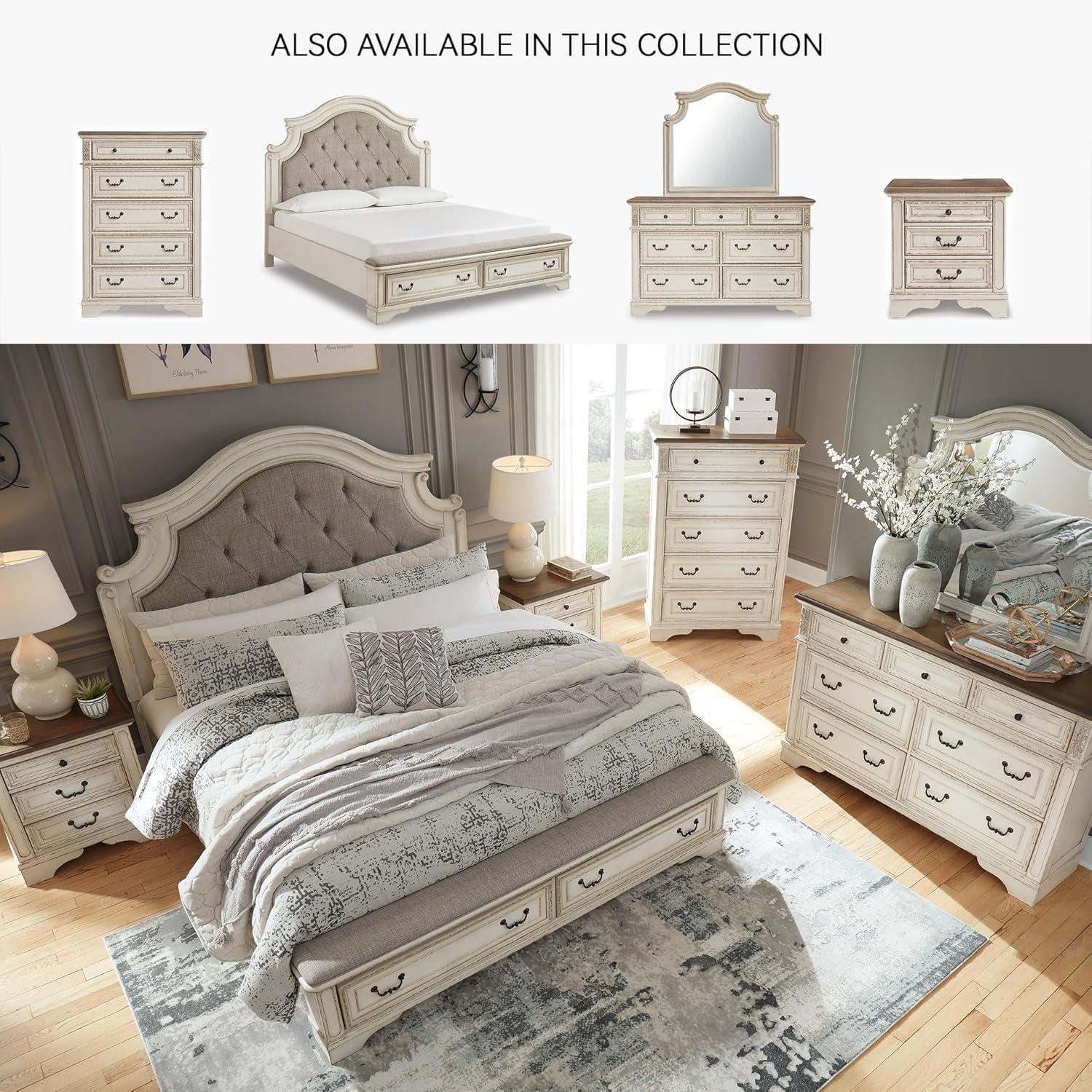 imageSignature Design by Ashley Realyn Traditional Queen Upholstered Sleigh Bed Foundation or Box Spring Needed White amp GrayCalifornia King