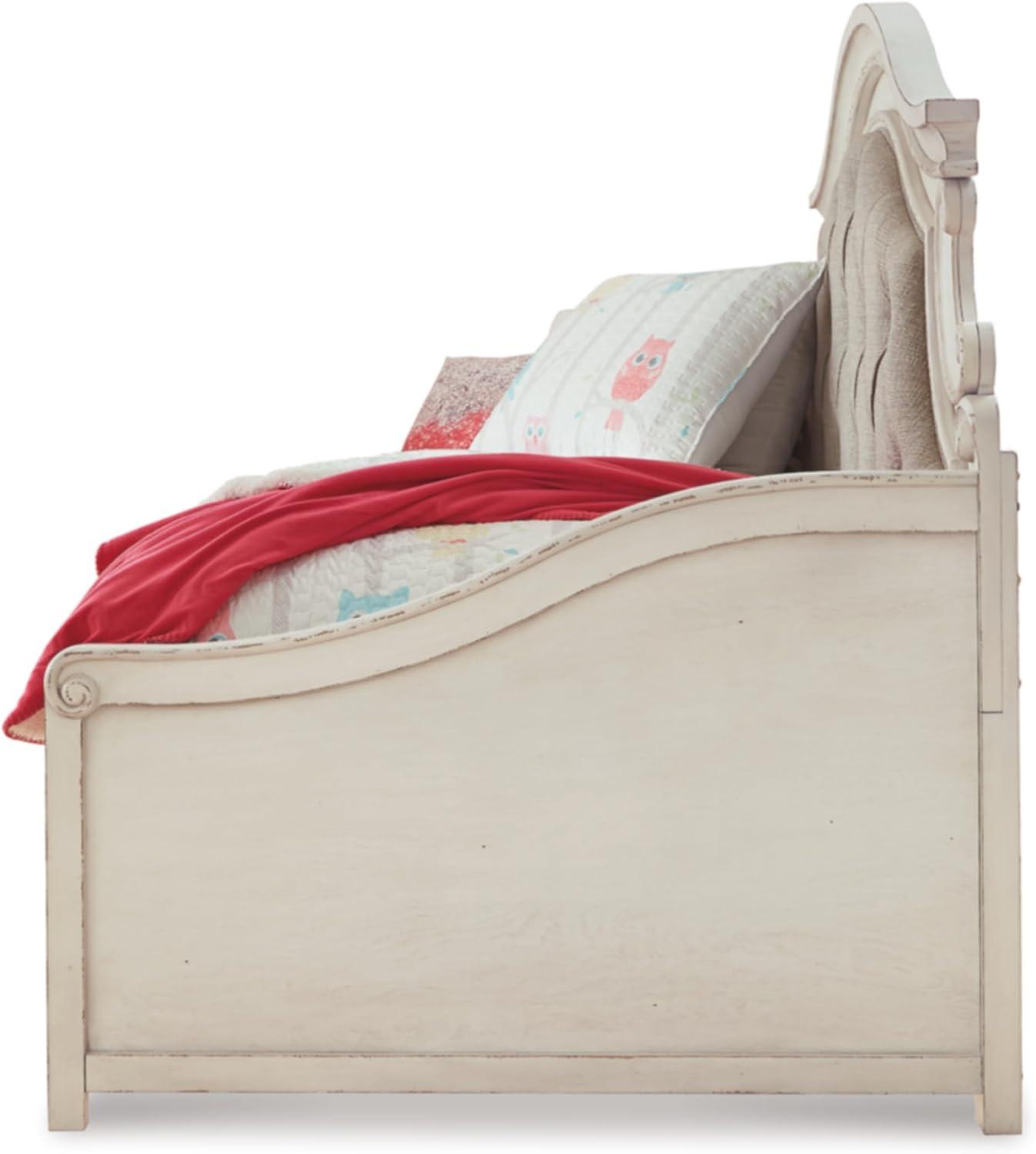 imageSignature Design by Ashley Realyn Traditional Queen Upholstered Sleigh Bed Foundation or Box Spring Needed White amp GrayTwin