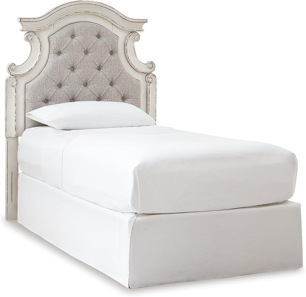 imageSignature Design by Ashley Realyn Traditional Queen Upholstered Sleigh Bed Foundation or Box Spring Needed White amp GrayTwin