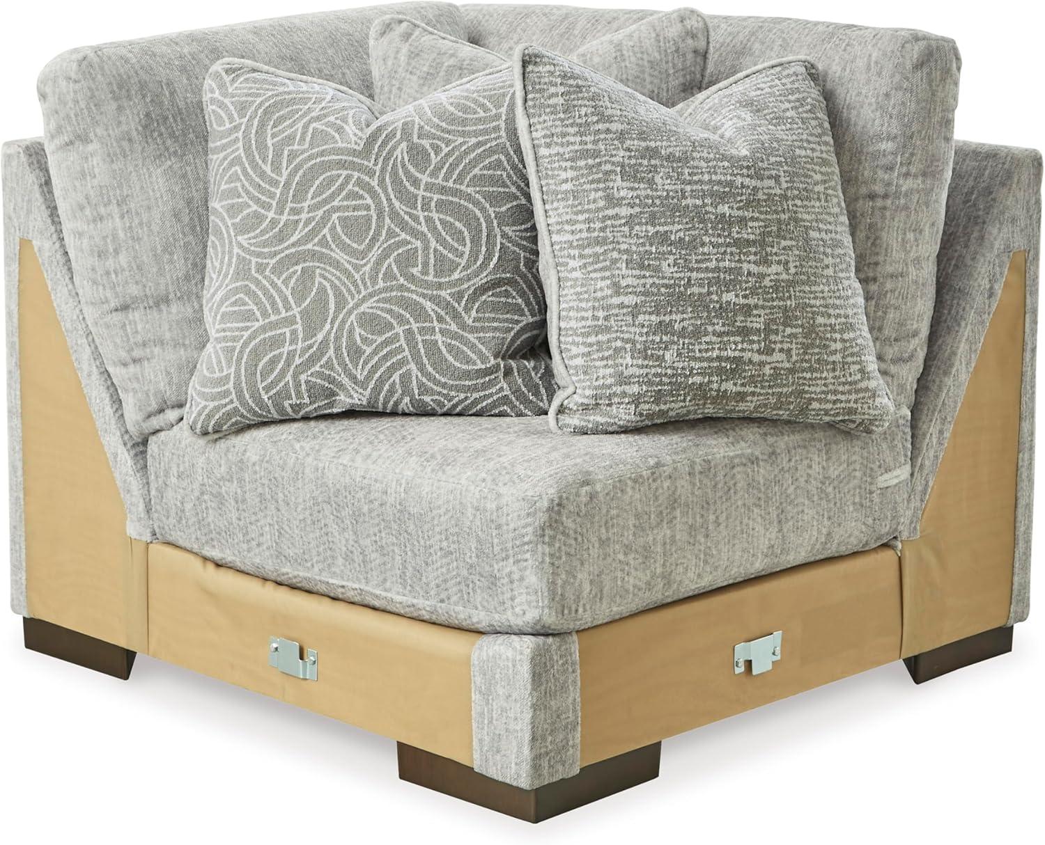 imageSignature Design by Ashley Regent Park Modern LShaped Anti Sag 5Piece Sectional with Reversible Cushions and 11 Accent Pillows Light GrayLight Gray