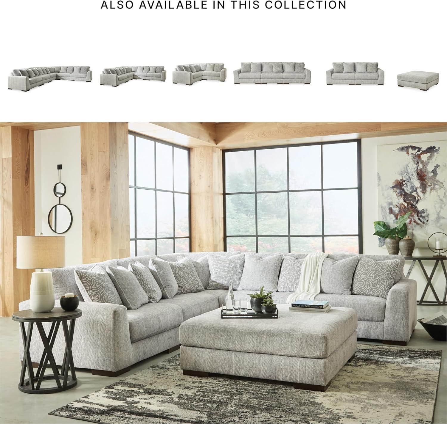 imageSignature Design by Ashley Regent Park Modern LShaped Anti Sag 5Piece Sectional with Reversible Cushions and 11 Accent Pillows Light GrayLight Gray