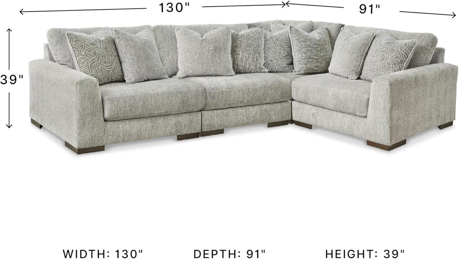 imageSignature Design by Ashley Regent Park Modern LShaped Anti Sag 5Piece Sectional with Reversible Cushions and 11 Accent Pillows Light GrayLight Gray