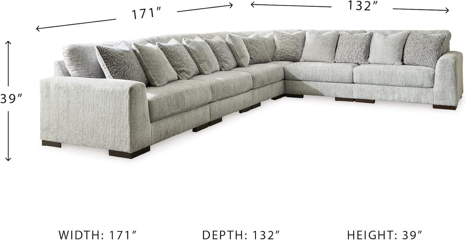 imageSignature Design by Ashley Regent Park Modern LShaped Anti Sag 5Piece Sectional with Reversible Cushions and 11 Accent Pillows Light GrayLight Gray