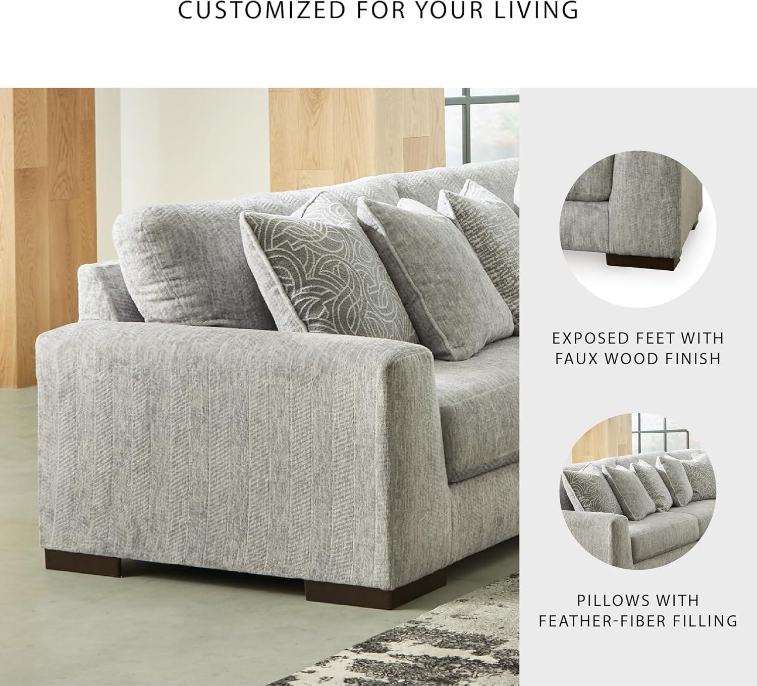 imageSignature Design by Ashley Regent Park Modern LShaped Anti Sag 5Piece Sectional with Reversible Cushions and 11 Accent Pillows Light GrayLight Gray