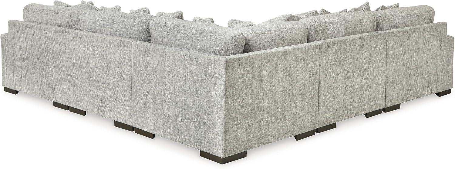 imageSignature Design by Ashley Regent Park Modern LShaped Anti Sag 5Piece Sectional with Reversible Cushions and 11 Accent Pillows Light GrayLight Gray