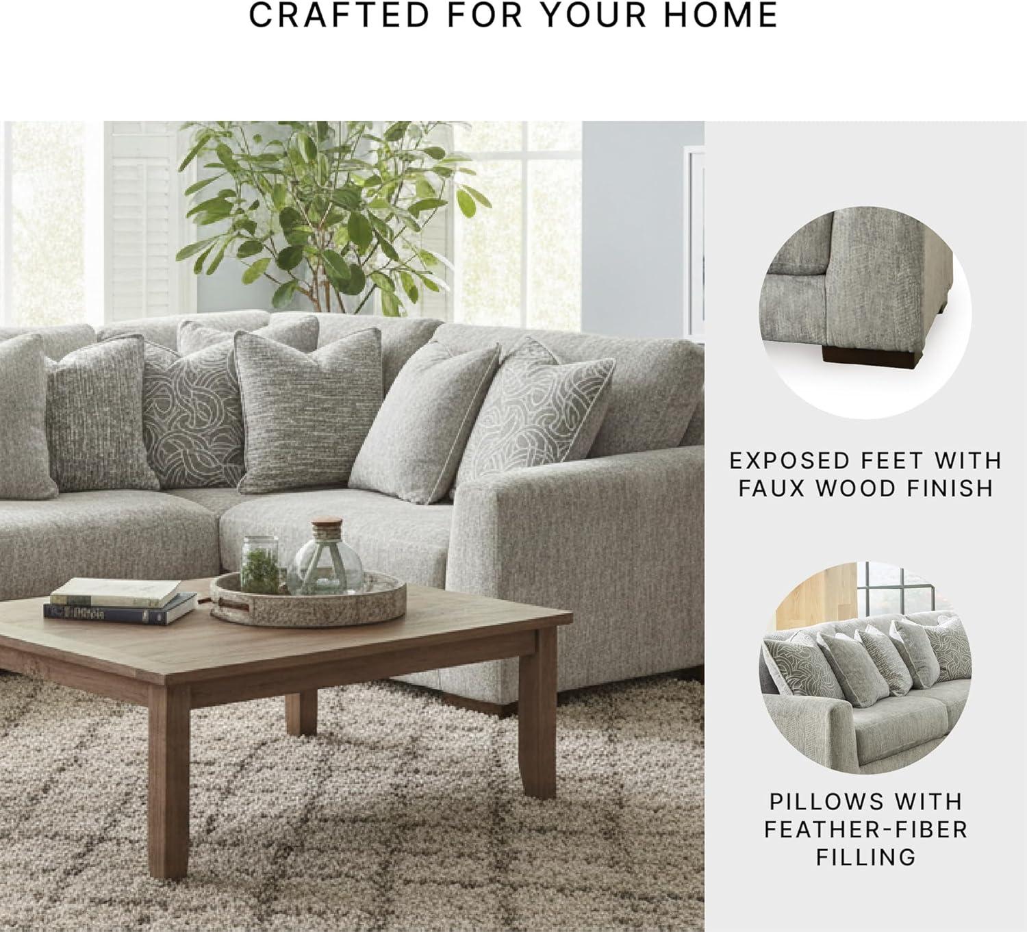 imageSignature Design by Ashley Regent Park Modern LShaped Anti Sag 5Piece Sectional with Reversible Cushions and 11 Accent Pillows Light GrayLight Gray