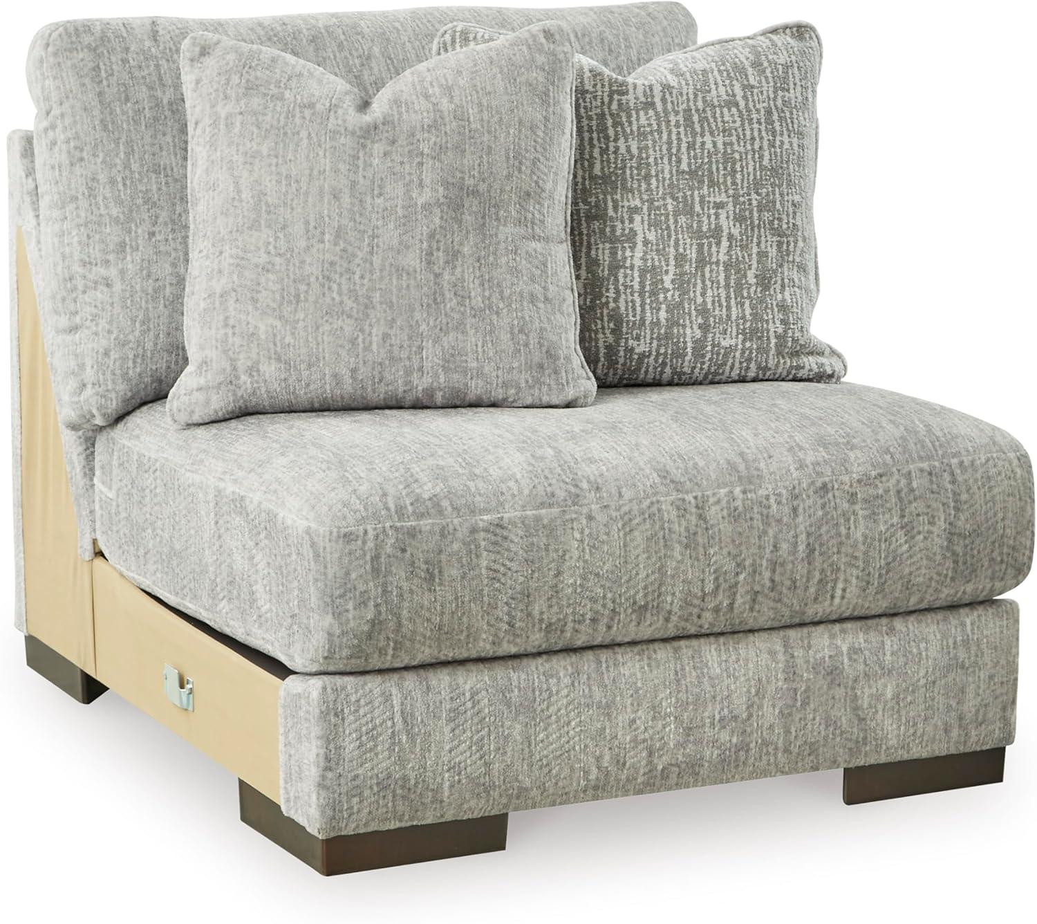 imageSignature Design by Ashley Regent Park Modern LShaped Anti Sag 5Piece Sectional with Reversible Cushions and 11 Accent Pillows Light GrayLight Gray