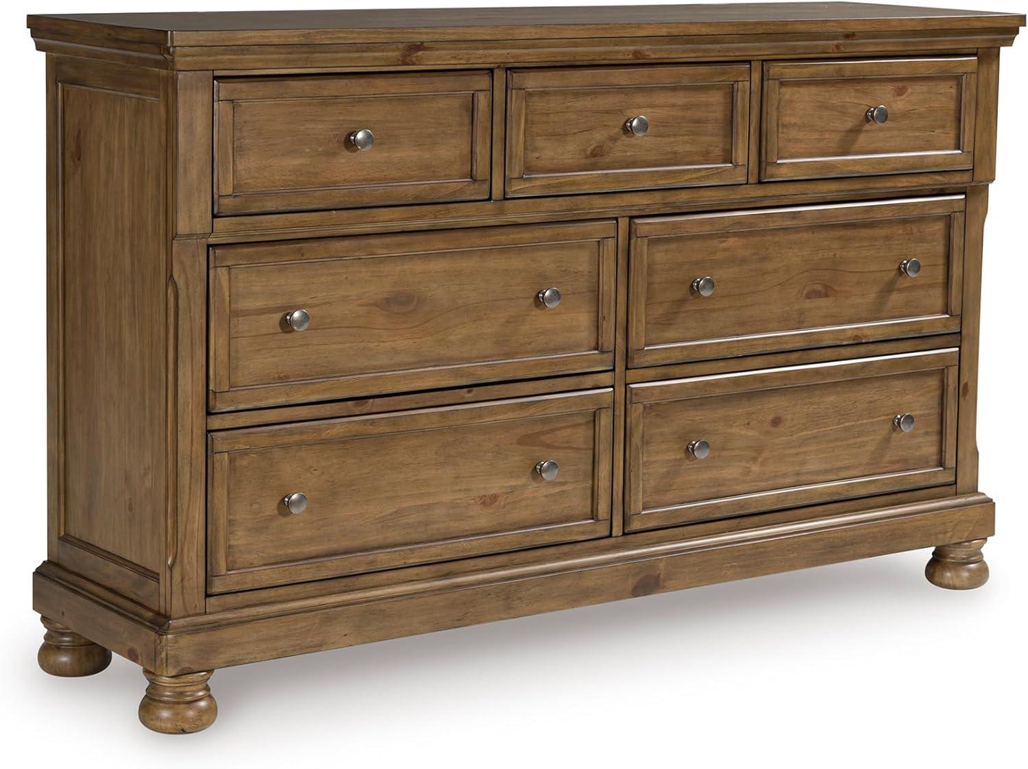 imageSignature Design by Ashley Sharlance Casual 9Drawer Dresser with FeltLined Top Drawer and Easy Glide for Bedroom Light BrownMedium Brown