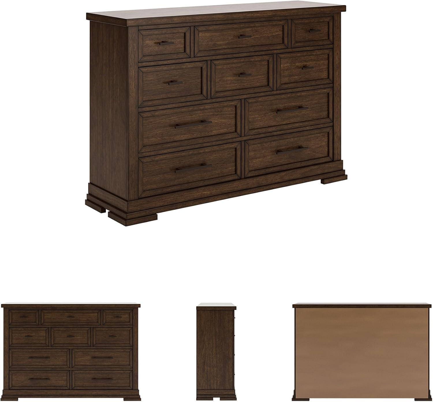 imageSignature Design by Ashley Sharlance Casual 9Drawer Dresser with FeltLined Top Drawer and Easy Glide for Bedroom Light BrownMedium Brown