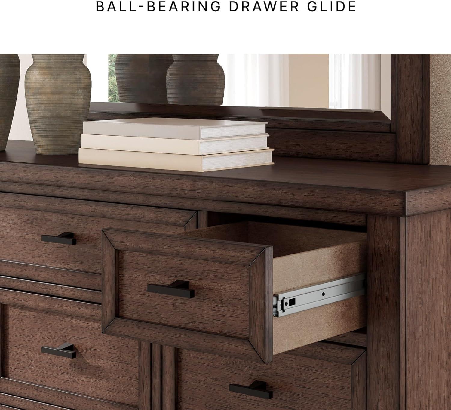 imageSignature Design by Ashley Sharlance Casual 9Drawer Dresser with FeltLined Top Drawer and Easy Glide for Bedroom Light BrownMedium Brown