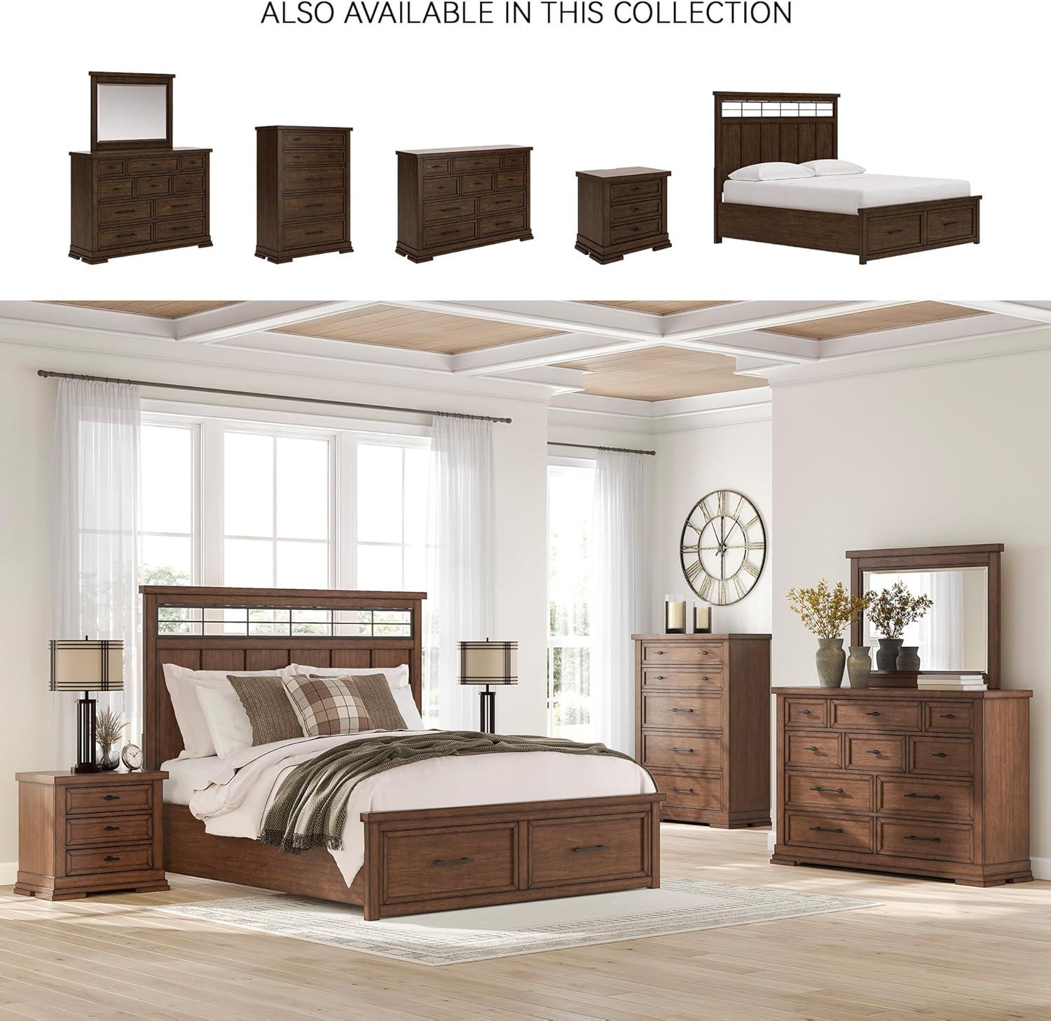 imageSignature Design by Ashley Sharlance Casual 9Drawer Dresser with FeltLined Top Drawer and Easy Glide for Bedroom Light BrownMedium Brown