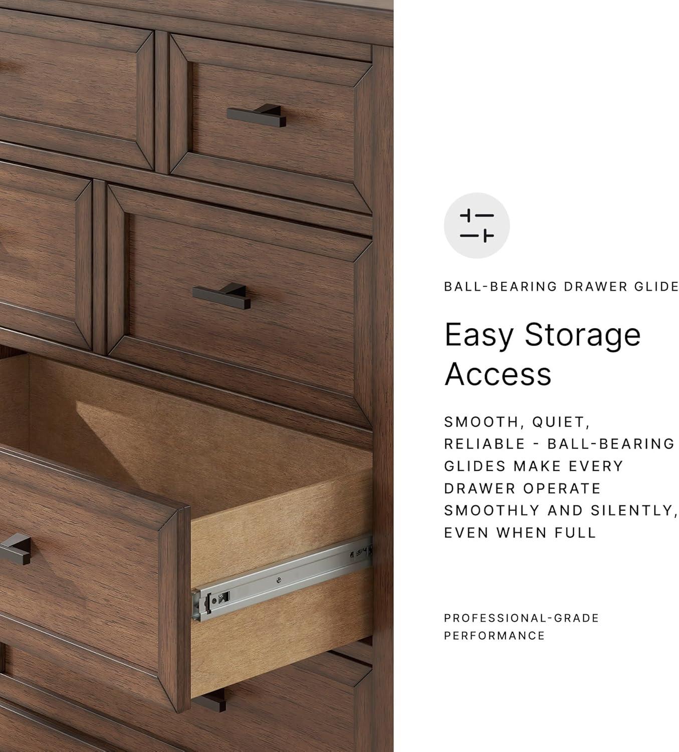 imageSignature Design by Ashley Sharlance Casual 9Drawer Dresser with FeltLined Top Drawer and Easy Glide for Bedroom Light BrownMedium Brown