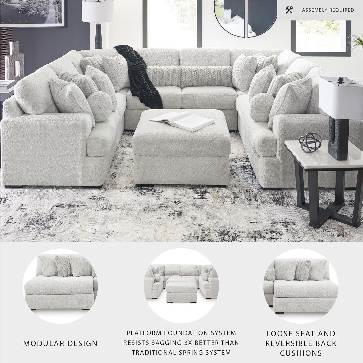 imageSignature Design by Ashley Snodoodle Straight Contemporary 3Piece Sectional with Removable Cushion and Reversible Cushion White10Piece Sectional
