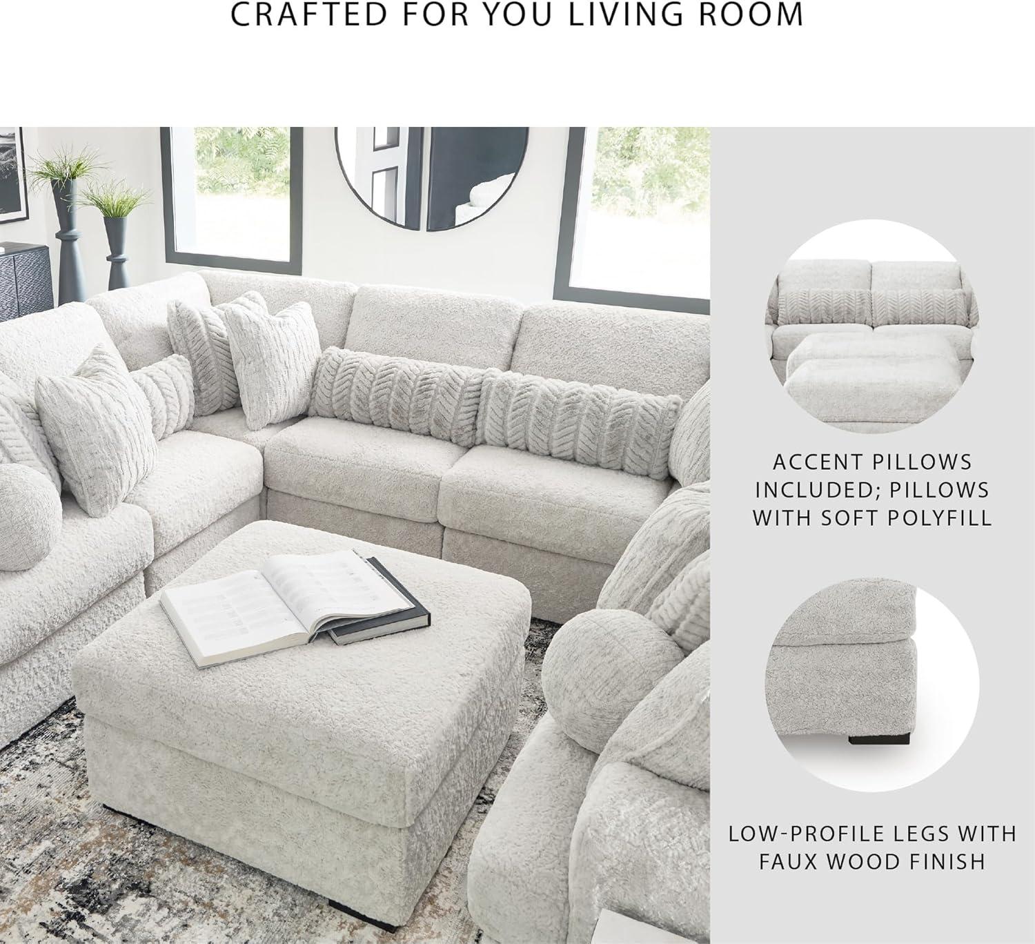 imageSignature Design by Ashley Snodoodle Straight Contemporary 3Piece Sectional with Removable Cushion and Reversible Cushion White10Piece Sectional